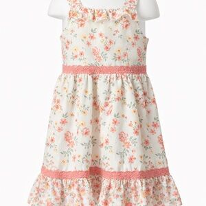 Little Lass Girls Floral Dress Size 5 Cottagecore Ruffle Hem Easter Garden Party
